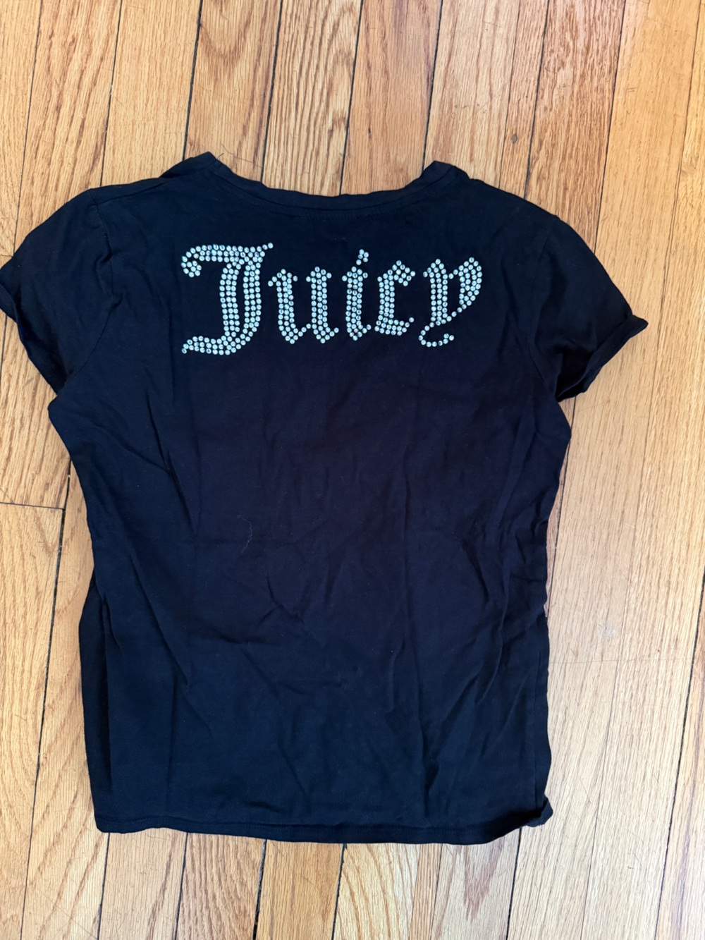 juicy couture black label bedazzled back bling baby tee, S